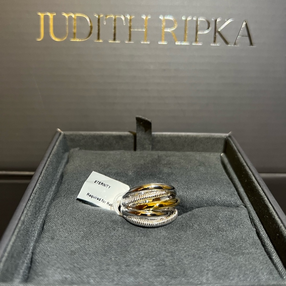 Judith Ripka Eternity Five Band Highway Ring with 18K yellow gold